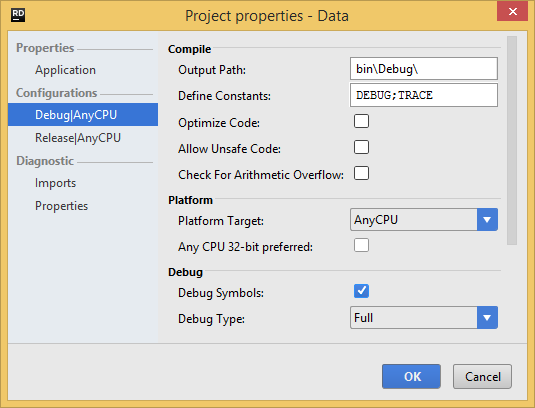 project properties config